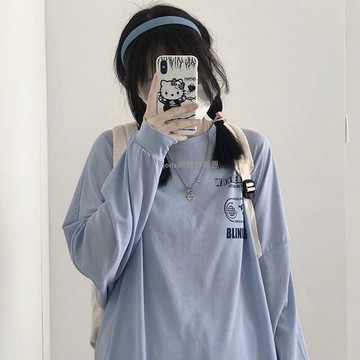 奶系vintage穿搭衛衣女春秋寬松ins慵懶風設計感小眾學生上衣