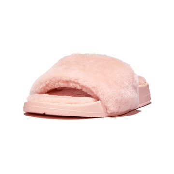 FitFlop iQUSHION SHEARLING SLIDES輕量羊毛毛絨一片式涼鞋-女(玫瑰鹽)