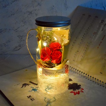 【送禮首選】香皂玫瑰許願瓶 香皂花 永生花 七夕 情人節聖誕節 聖誕禮物 告白 畢業 禮物 送禮 婚禮 情人節 LED燈