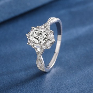 【輕奢可調節】鑽戒 婚戒 情侶戒指 橢圓戒指 925銀戒指 一克拉 歐美時尚 經典百搭 求婚訂婚紀念日禮物