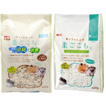 GEX 【2入組】日本-小動物柔軟＜白淨/自然棕＞棉紙墊料 400g