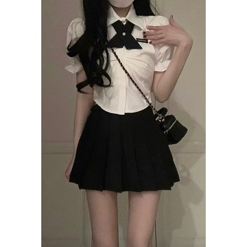 女生套裝 寬鬆套裝 兩件套 套裝 舒適套裝 女生套裝 寬鬆套裝 兩件套 套裝 舒適套裝 甜辣jk制服套裝裙女夏季減齡修身