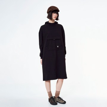 5th STREET｜山形｜女裝｜大口袋連帽長版洋裝｜黑色