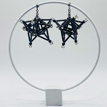 3D Star PIERCE/EARRING【Black】
