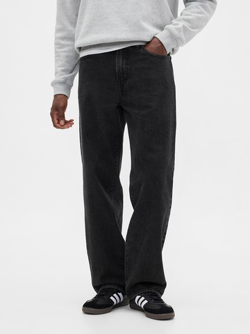 男裝 寬鬆牛仔褲-水洗黑
