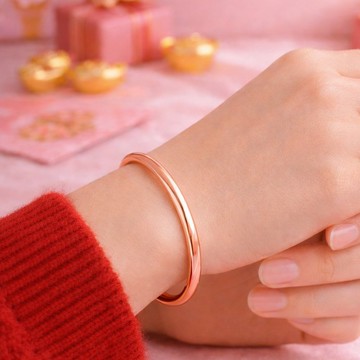 999純銀 | 玫瑰金色手鐲|成人手環亮面素面|可調整大小