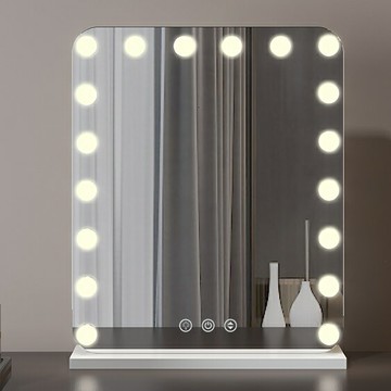 免運（影視工作室美妝鏡）-燈泡大號化妝鏡台式 LED鏡子 充電外帶兩用鏡 帶燈智能梳妝鏡 補光鏡 梳妝檯美妝鏡 X2