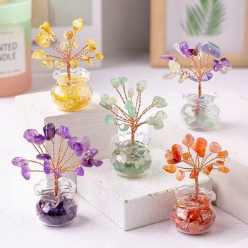 台灣現貨🌟 聚寶盆水晶樹 水晶樹 迷你水晶樹 開運擺件 發財樹 淨化磁場 招財擺飾 桌上小物 療癒小物 開運小物 來財樹
