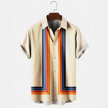 Loose short-sleeved lapel shirt for men 寬松短袖翻領襯衫男士