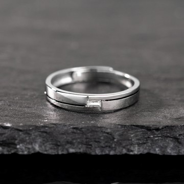 [925純銀]MARIGOLD平行黑線可調式戒指【KMD237】-銀