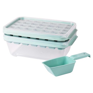 Nanu Dam 35格製冰盒  薄荷色  製冰盒25.8 x 17 x 3.7cm 2個 + 儲冰盒25.8 x 17 x 7cm + 冰勺17.2cm  1組