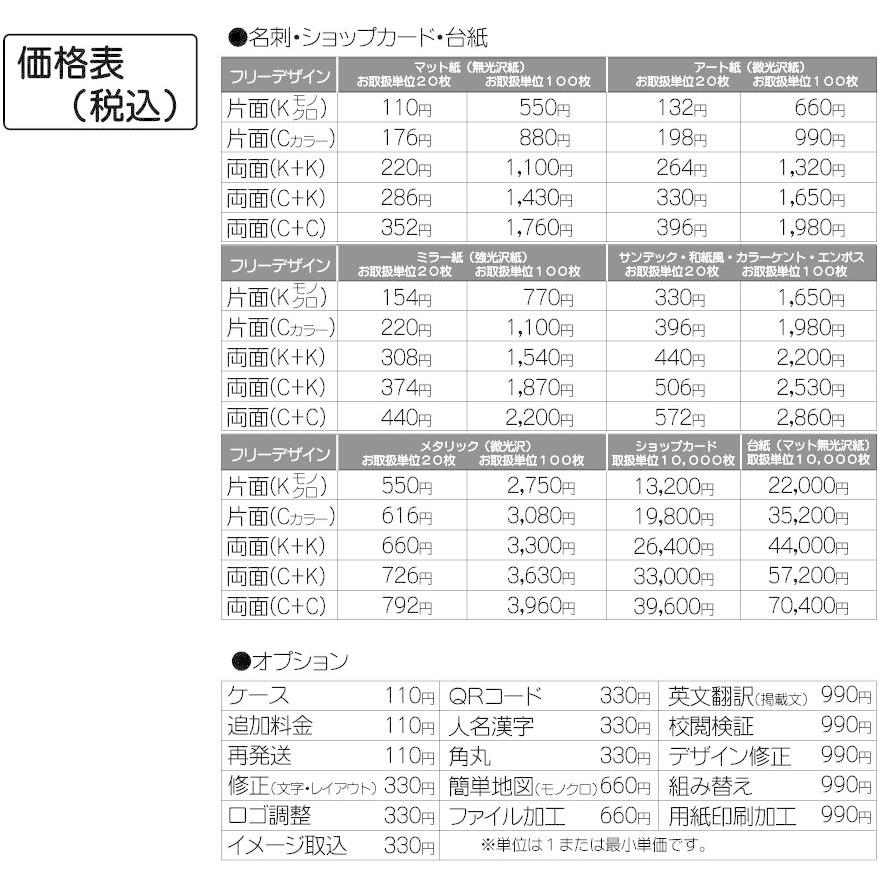 ショップカード　モノクロ両面　１０，０００枚　アート紙　＠２．１円　名刺判　カード作成　カード印刷　格安