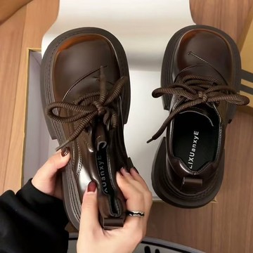 「5折特價 限時折扣」平底樂福鞋 小皮鞋 女鞋 英倫風 厚底鞋 增高女鞋 百搭皮鞋 樂福鞋 大頭繫帶小皮鞋女20