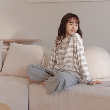 UMORFIL空氣感長袖條紋套裝-共2色