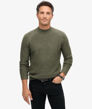 Superdry Men's Chunky Raglan Jumper Green Size: XL