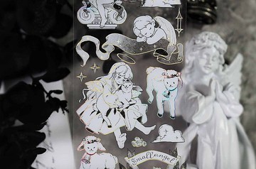 天賜的歌謠 黑白 PET紙膠帶 貝殼光 5米卷