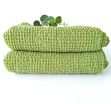 麻浴巾 2 件套、有機華夫餅毛巾、柔軟大浴巾