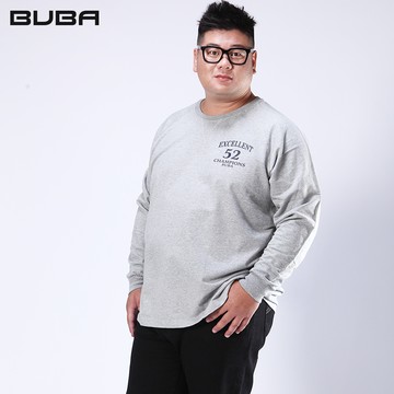 【BUBA】台灣製/大尺碼麻灰致敬鋒砲純棉圓領大學T XL~4XL 83783-83