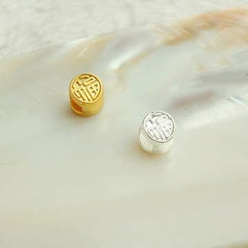 Tl- （10pcs/份）- 沙金包金雙面立體福字隔珠 diy手工飾品配件 不規則手鍊串珠材料