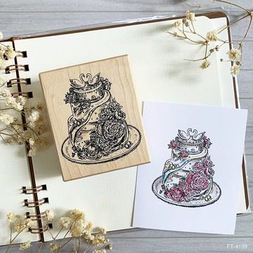 楓木印章-玫瑰與天鵝蛋糕 FT-4139