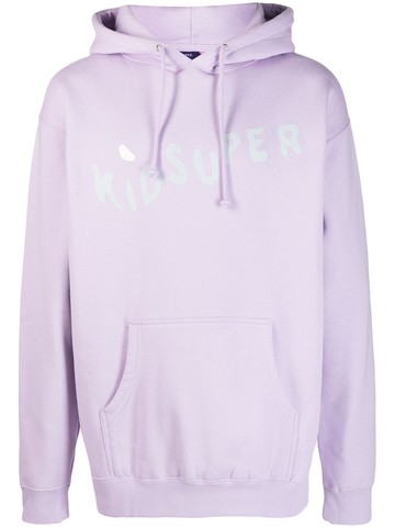 KidSuper - logo-print long-sleeved cotton hoodie - men - Spandex/Elastane/Cotton - XL - Purple
