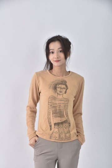 (L) man hang圓領黃色長袖上衣