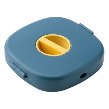 喵汪森林 藍黃色 輕巧便攜 桌面整理 耳機線收納盒  1入