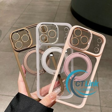 環轉360°設計 鎏金強力磁吸架 內置鏡頭防刮膜 適用 iPhone 17 14 15 16 Pro Max 手機殼