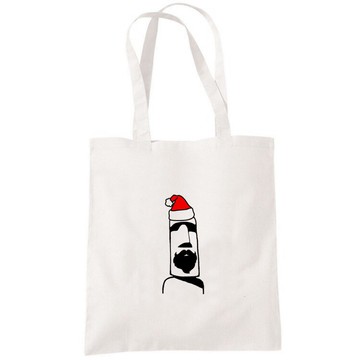 摩艾 聖誕 Moai 帆布包 購物袋 米白 原創 插畫 復活節島 石像