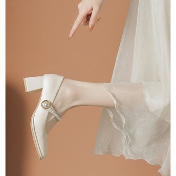 高跟鞋女2025新款夏配裙旗袍復古中粗跟單鞋法式瑪麗珍馬面裙鞋子