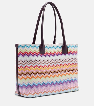 Missoni Zigzag leather-trimmed lamé tote bag