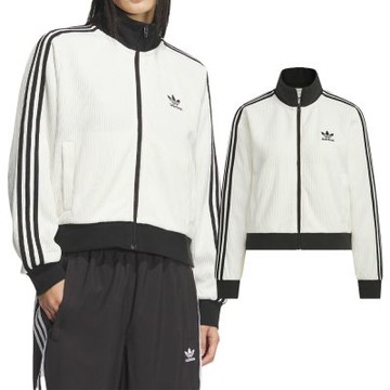 Adidas KNIT TT 女款 米白色 立領 針織 全開式拉鍊 寬鬆 運動 外套 KC2649
