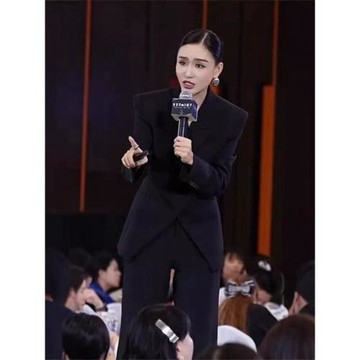 歐洲站氣場強大西裝套裝女明星同款職場美容師工作服闊腿褲兩件套