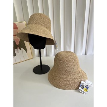 夏季拉菲草高級感大檐草帽防曬遮陽休閑盆帽度假沙灘赫本風漁夫帽