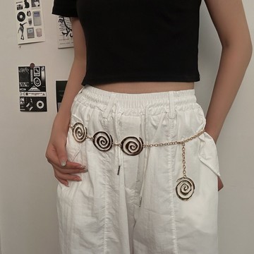 【台灣公司 可打統編】免運 歐美跨境飾品個性不規則金屬螺旋片輕奢感腰鏈女波西米亞辣妹腰帶 可開發票 全館五折 工廠現貨直銷 新品特價 z9211