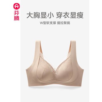 芬騰女士內衣大胸顯小性感蕾絲文胸聚攏舒適透氣無鋼圈收副乳胸罩