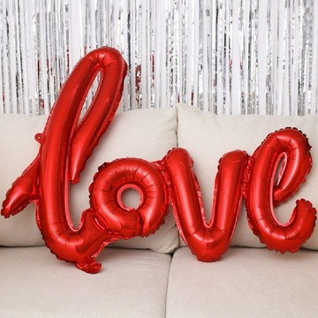 【Giftpro 氣球禮物】 連體字母LOVE 求婚氣球  派對氣球 婚禮佈置 情人節 告白氣球 生日氣球 佈置 - 紅色