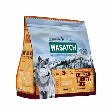 成犬/全齡犬飼料 【WASATCH】瓦莎奇原生犬糧 1kg 3種白肉 雞+火雞+鴨
