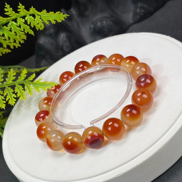 橘紅色瑪瑙手串14mm冰透起光顆顆天眼男女款鴻運當頭吉祥喜慶繁榮