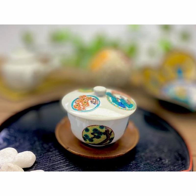 九谷焼　蓋付き　手描き　ご飯茶碗　金彩色絵　松竹梅　2客　新品　大珍品 有田焼 染錦金彩 松竹梅鶴絵 小付 9.5cm 其泉窯の通販