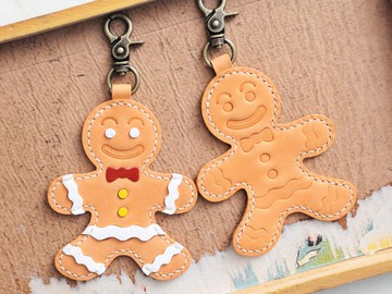 新鮮出爐 薑餅人 鑰匙圈 好好縫 皮革材料包 聖誕禮物 意大利植鞣