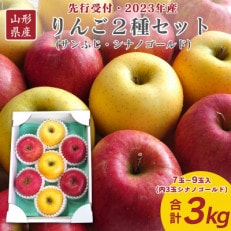 山形県産 りんご2種セット(サンふじ シナノゴールド) 3kg