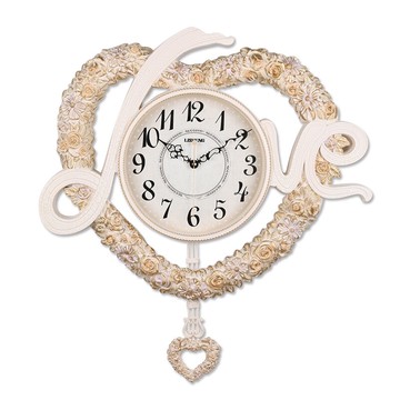麗盛歐式大號玫瑰花卉裝飾靜音壁掛鐘客廳臥室浪漫時鐘表創意表