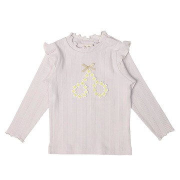 akachan honpo - 長袖小立領Ｔ恤-紫色