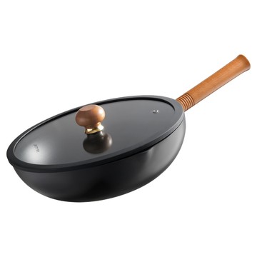 Lanmi 懶米 黑悟空系列 鈦晶不沾炒鍋加蓋  1個  28cm