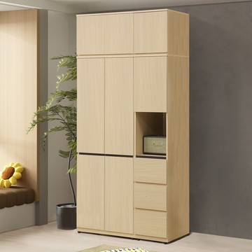 【Homelike】喜家居4x8尺三抽組合衣櫃(含被櫃)(2501)