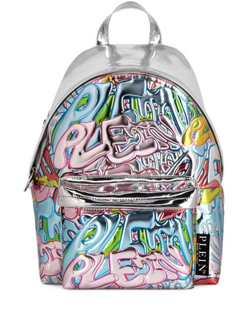 Philipp Plein - Bombing Graffiti metallic leather backpack - men - Leather - One Size - Silver
