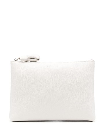 Lemaire - logo-debossed leather makeup bag - unisex - Cotton/Calf Leather - One Size - White