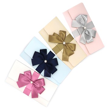 Maeumdama 珍珠光澤緞帶信封組  4種  白色  米色  淺粉色  天藍色