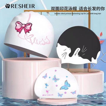🔥臺灣出貨🔥泳帽女防水不勒頭長髮護耳彈性大時尚蝴蝶加大硅膠泳帽泳鏡套裝備 女生泳帽 防水泳帽 成人泳帽 游泳 泳帽
